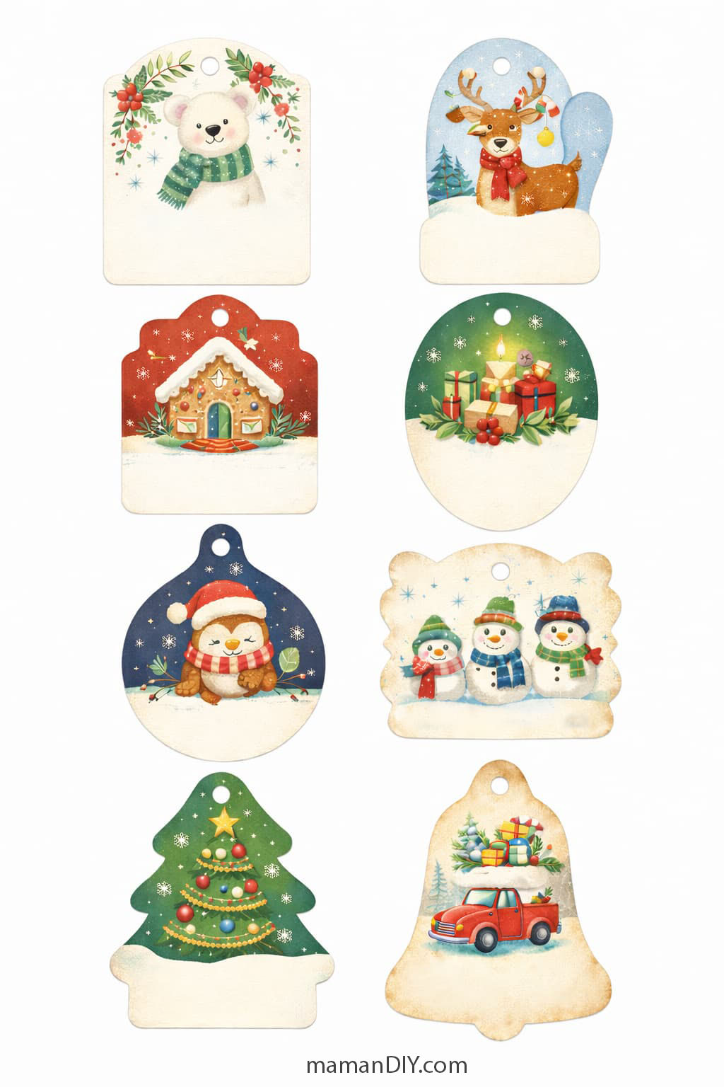 étiquettes cadeaux noël illustres