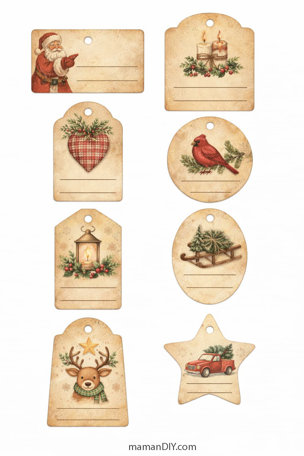 étiquettes cadeaux noël rustiques