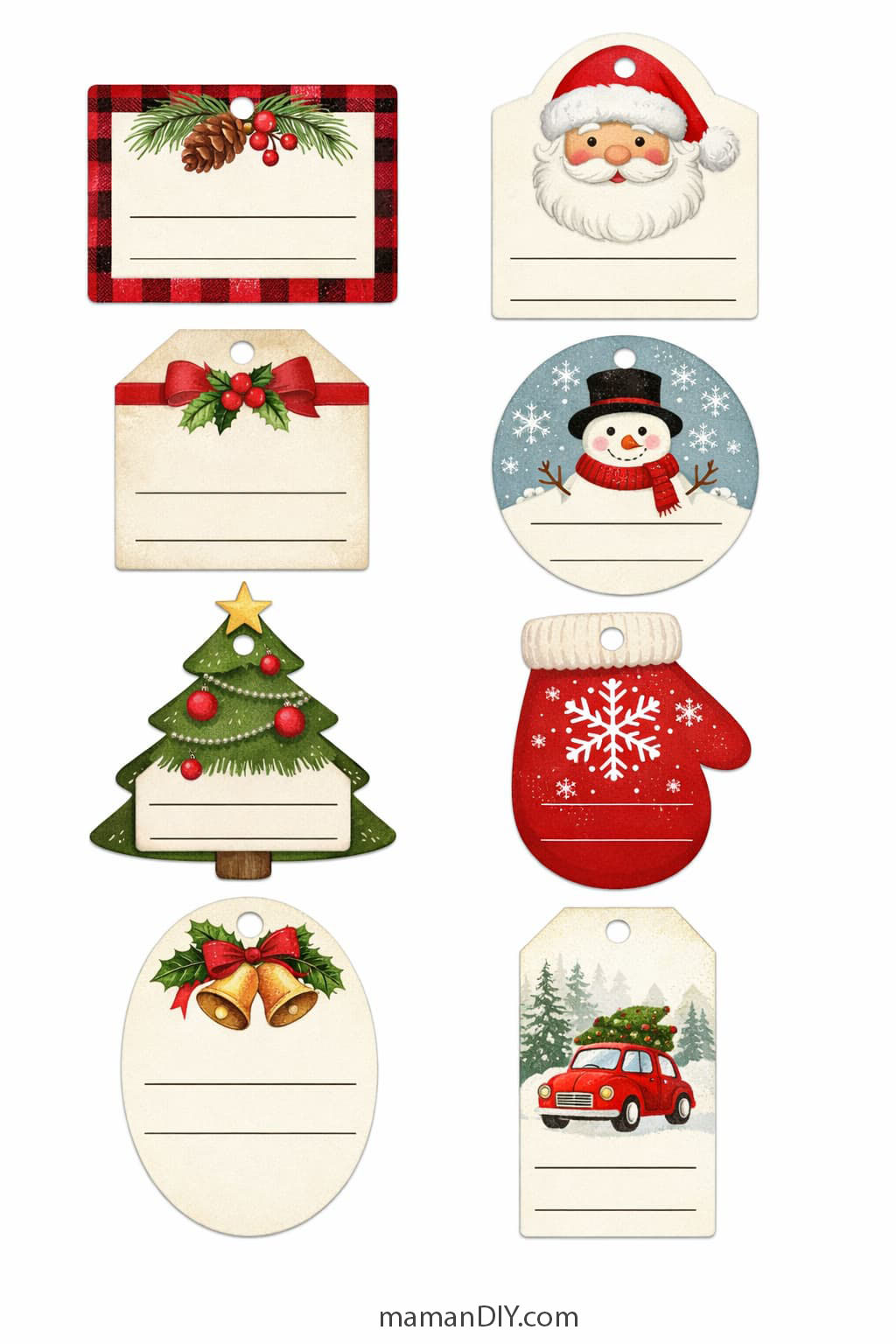 étiquettes cadeaux noël simples