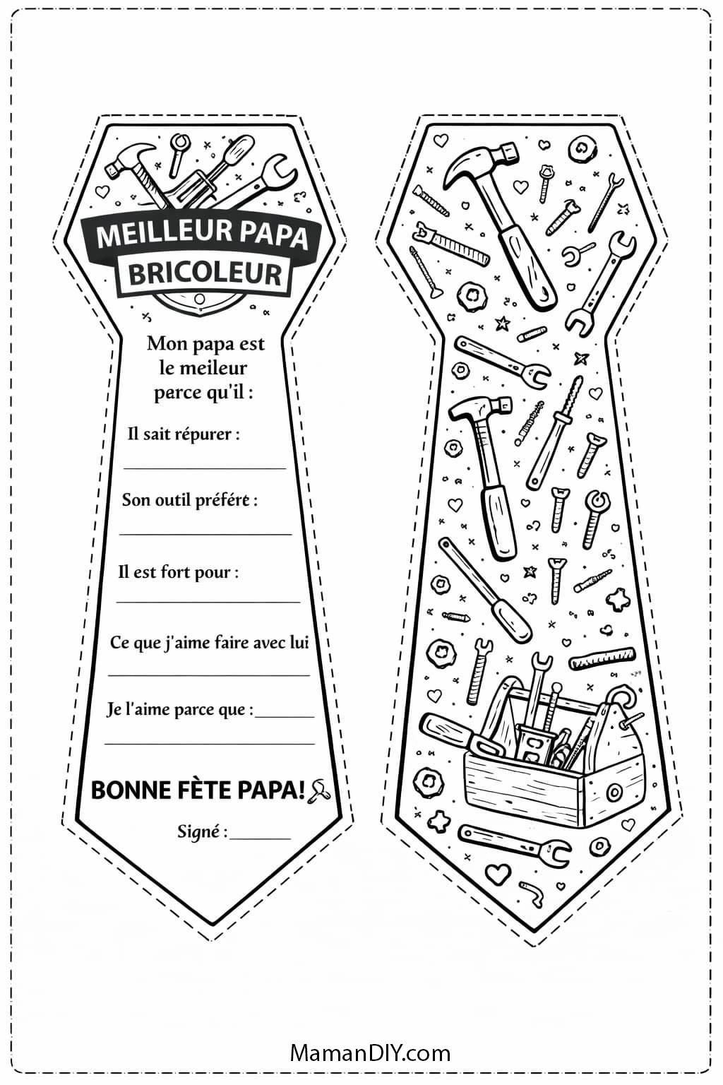 cravate a imprimer papa bricoleur mamandiy