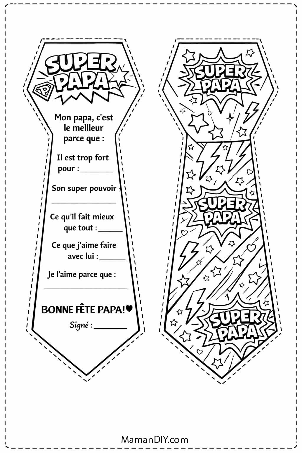 cravate a imprimer super papa mamandiy