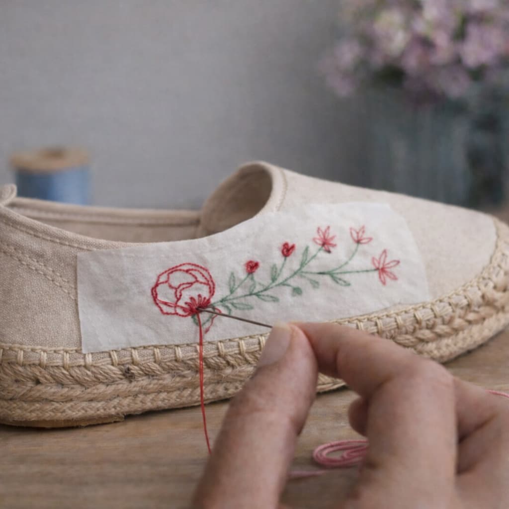 espadrille broderie étapes