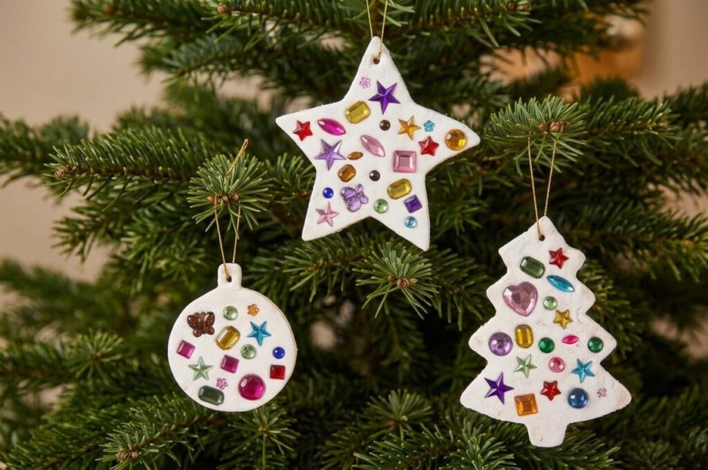 suspensions noël pate a modeler sapin